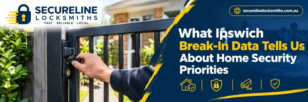 Hand securing a residential side gate with a lock in an Ipswich home